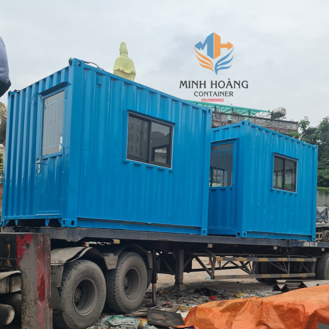 Bộ đôi container 2x10 feet văn phòng bảo vệ, quầy bán vé được bàn giao vận chuyển tận nơi đến khách