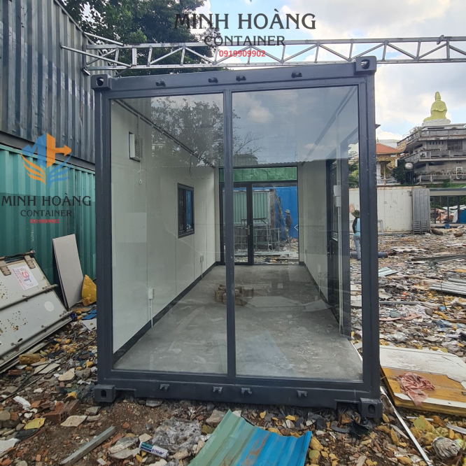 Container nhà ở 20 feet khung kính tạo không gian mở dạng ống đầy đủ thiết bị