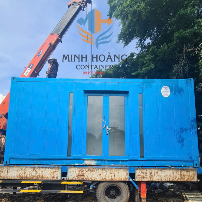 container nhà ở 20 feet xanh dương hiện đại, đầy đủ tiện nghi, gia công từ vỏ container lạnh