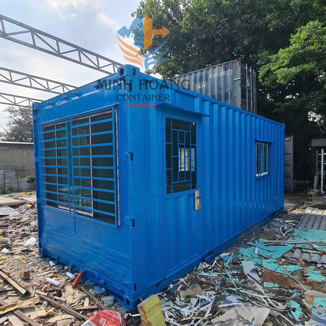 Nhà container 20 feet gia công mới trang bị điện đèn đầy đủ