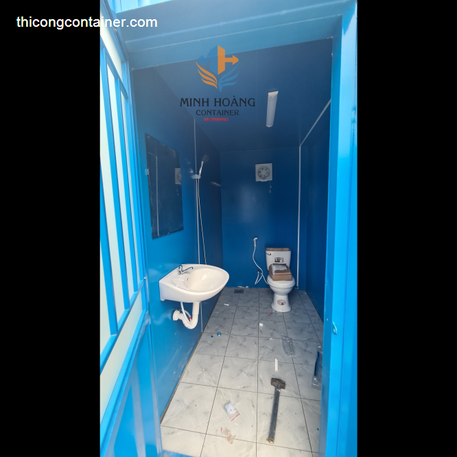 Container toilet 10 feet dùng cho văn phòng, nhà ở chia thành 2 phòng đầy đủ thiết bị-1