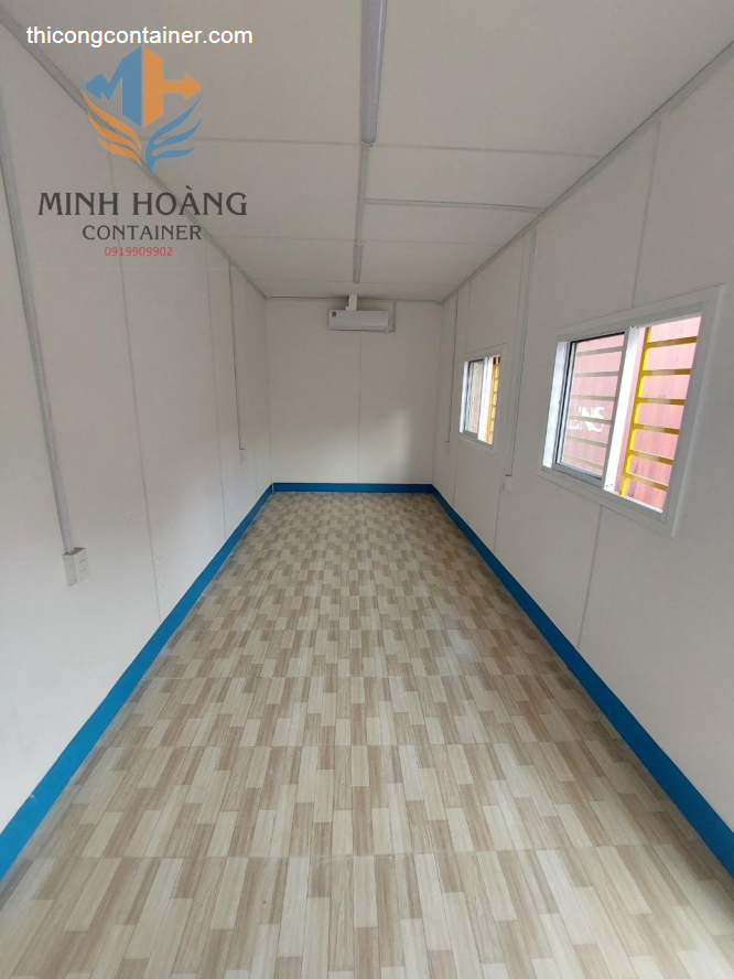 container văn phòng 20feet làm từ vỏ container lạnh sơn mới đỏ vàng-1