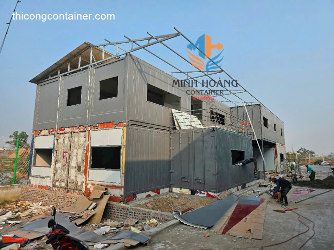 Cụm container văn phòng được lắp ghép từ nhiều container 40 feet và 20 feet tại Kiến An Hải Phòng-6