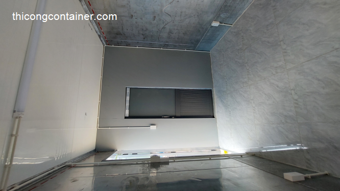 Nhà container 20 feet xám bóng có wc, điện, đèn, quạt đầy đủ tiện nghi-5