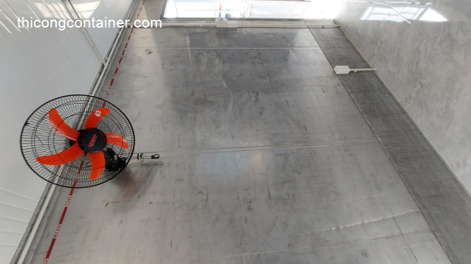 Nhà container 20 feet xám bóng có wc, điện, đèn, quạt đầy đủ tiện nghi-9